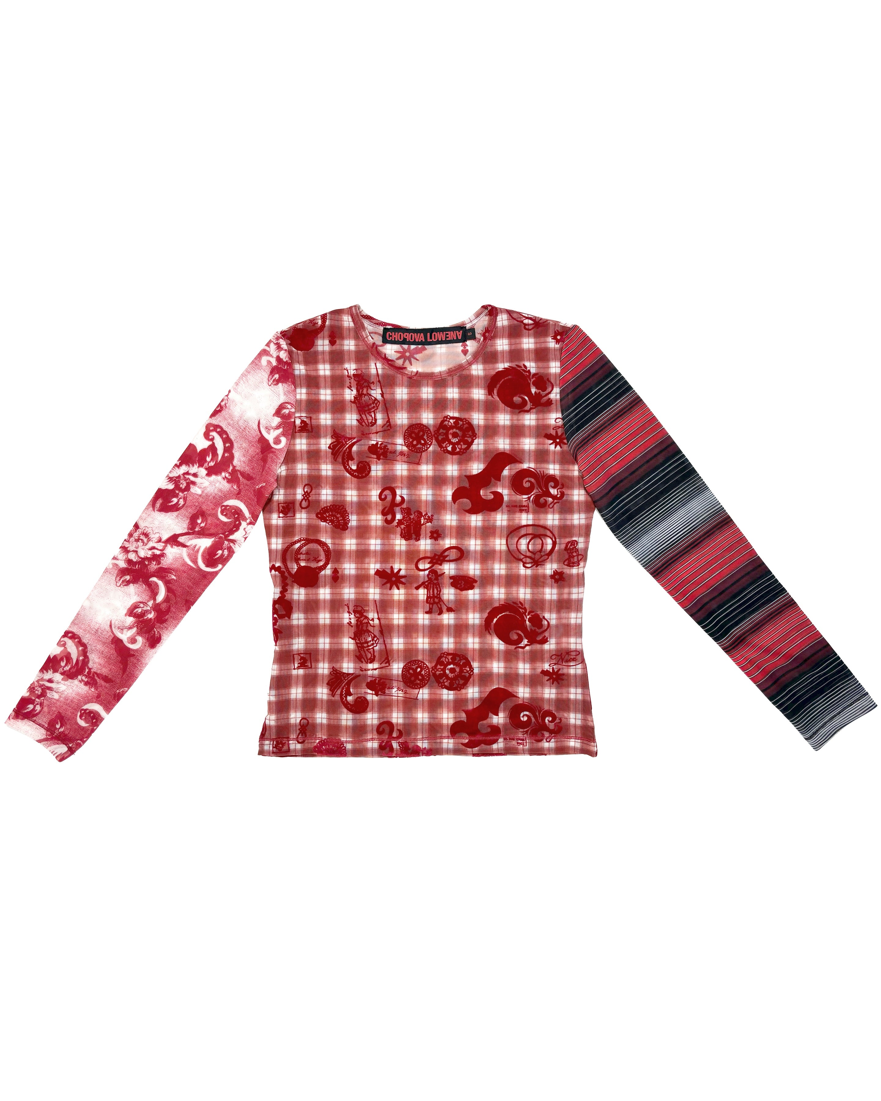 Trigger Flocked Mesh Long Sleeve Top