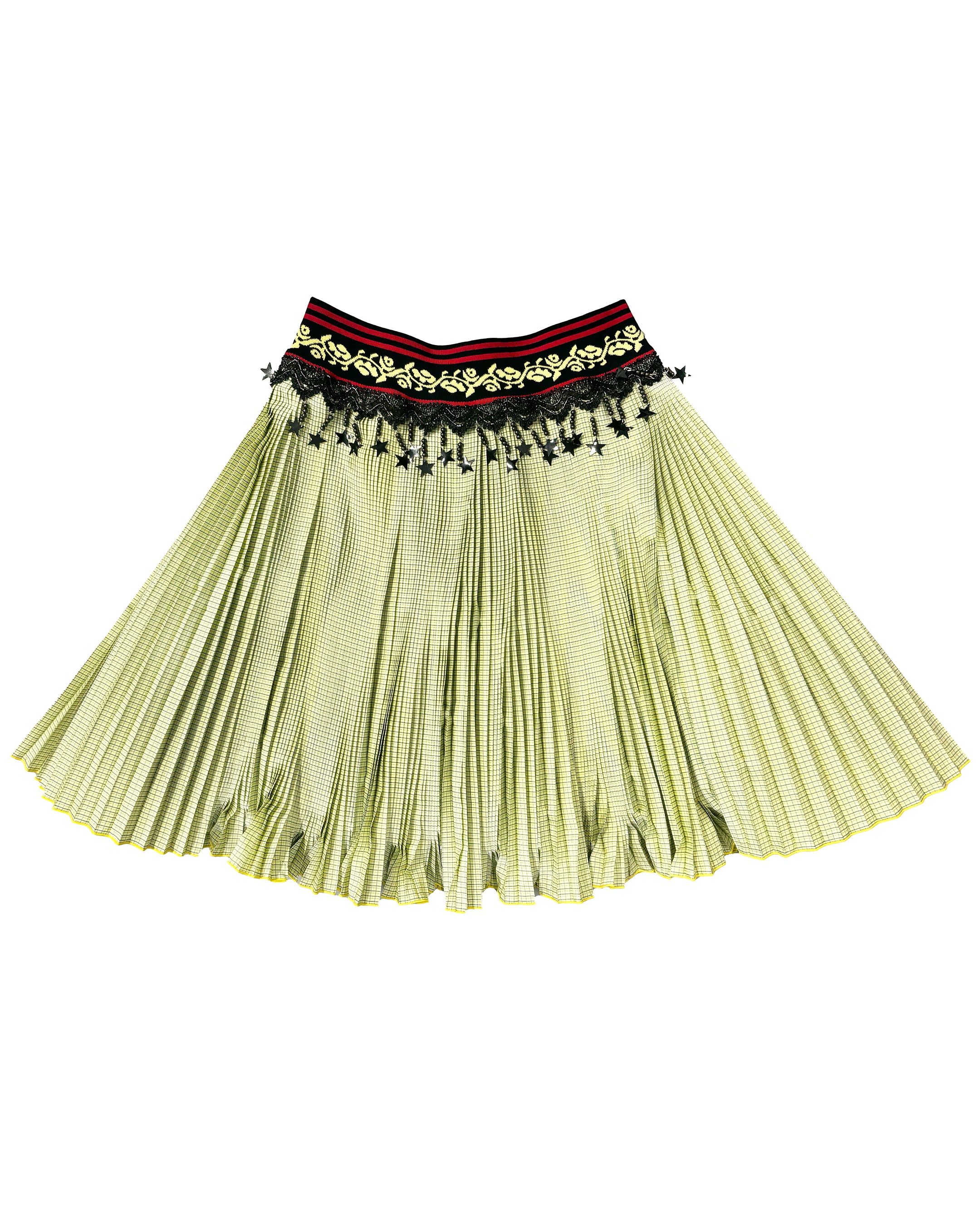 Stacey Yellow Knitted Pleated Knee Skirt