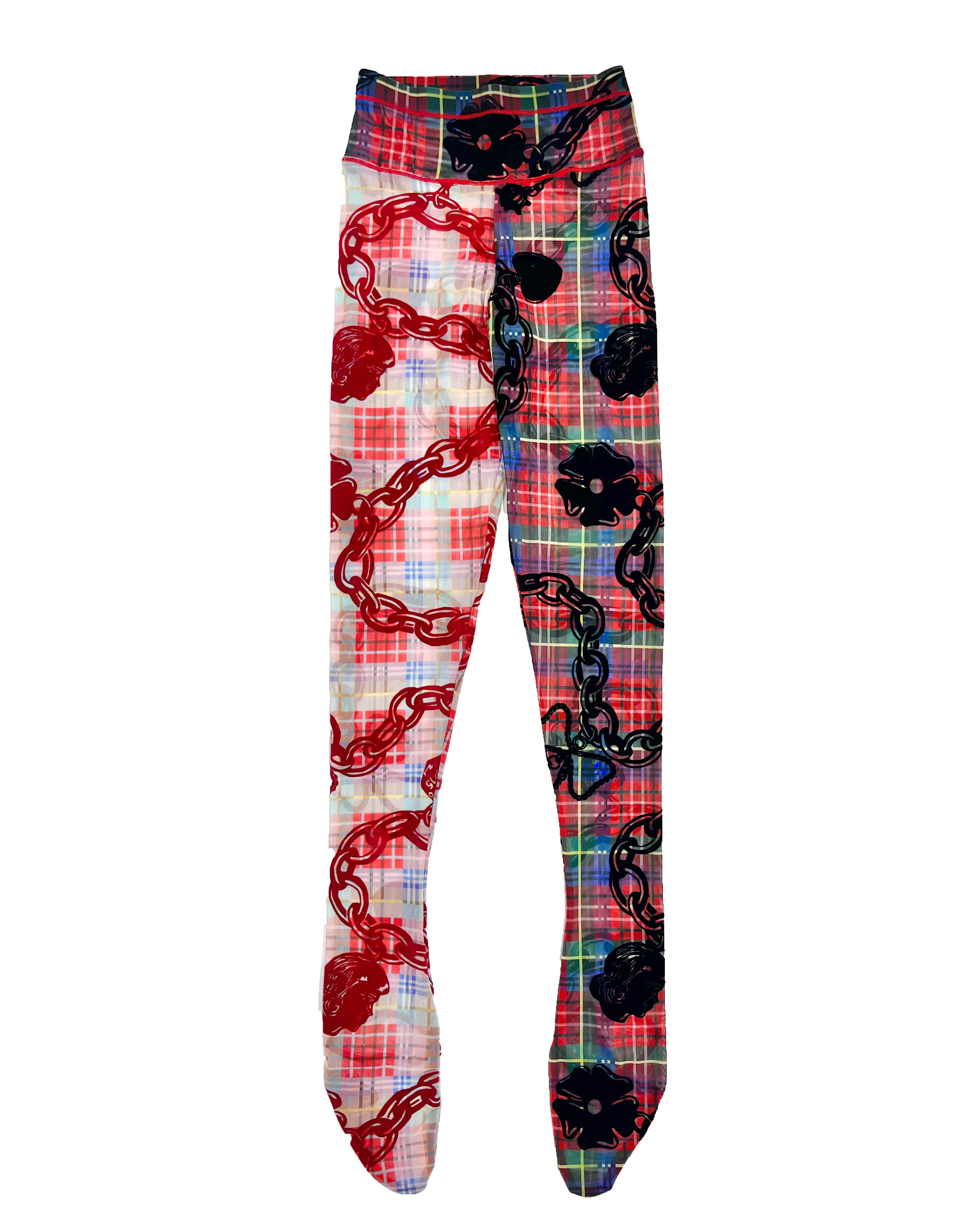 Tartan Chain Mesh Leggings