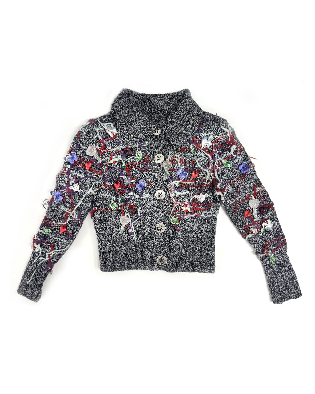 Grey Melange Washed Up Cardigan