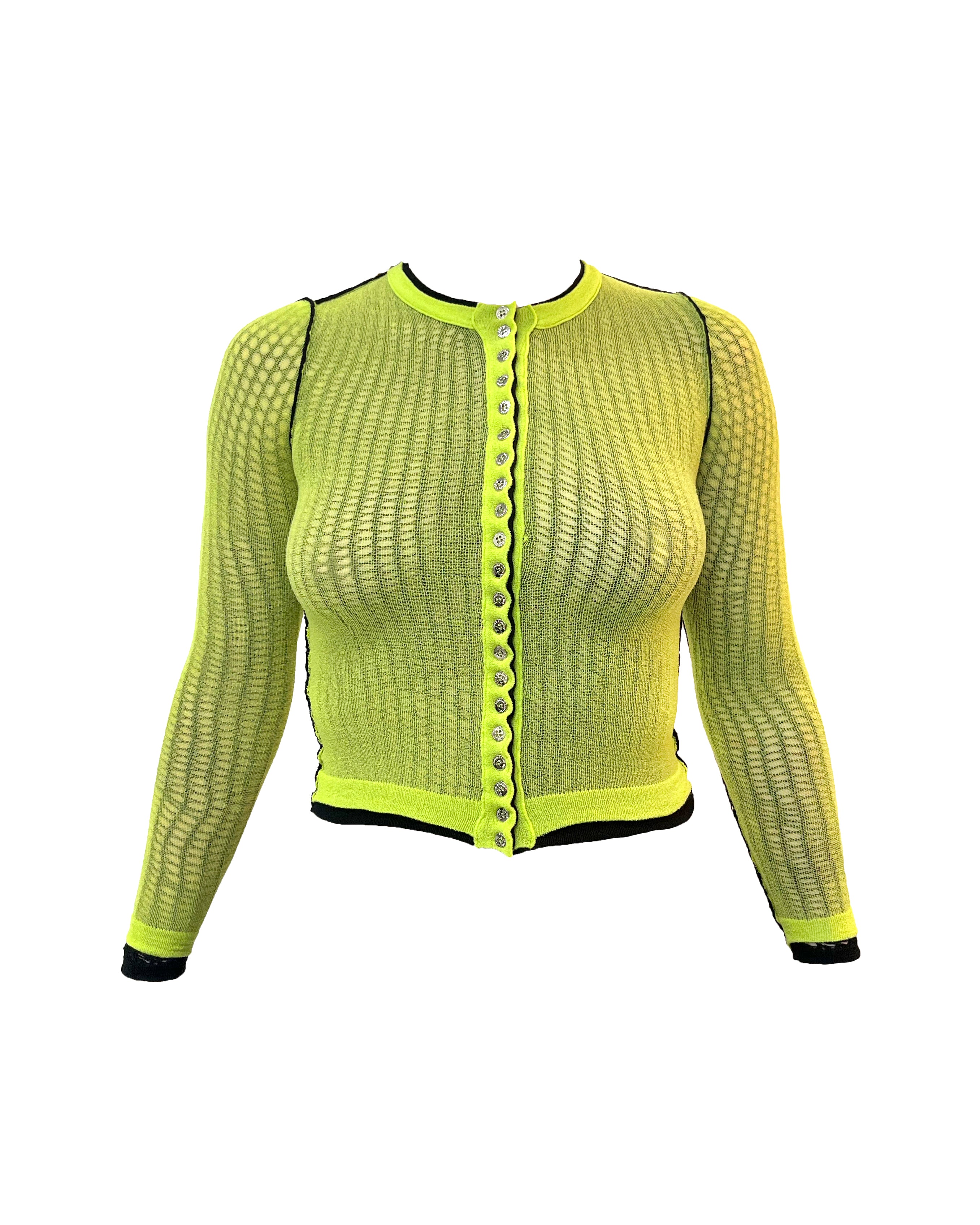 Green Fishnet Cardigan