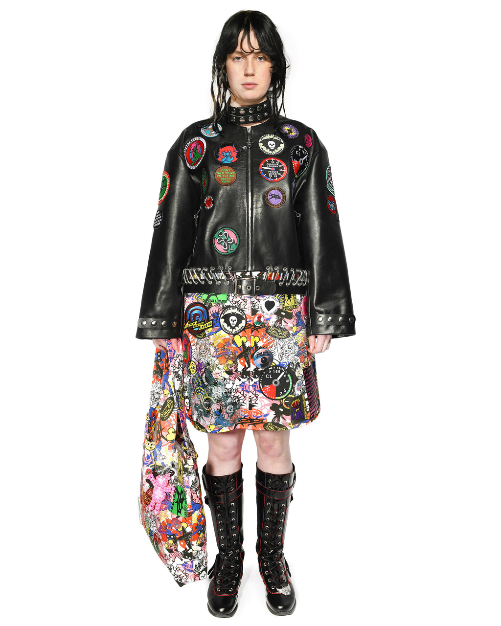 Patch Black Leather Jacket