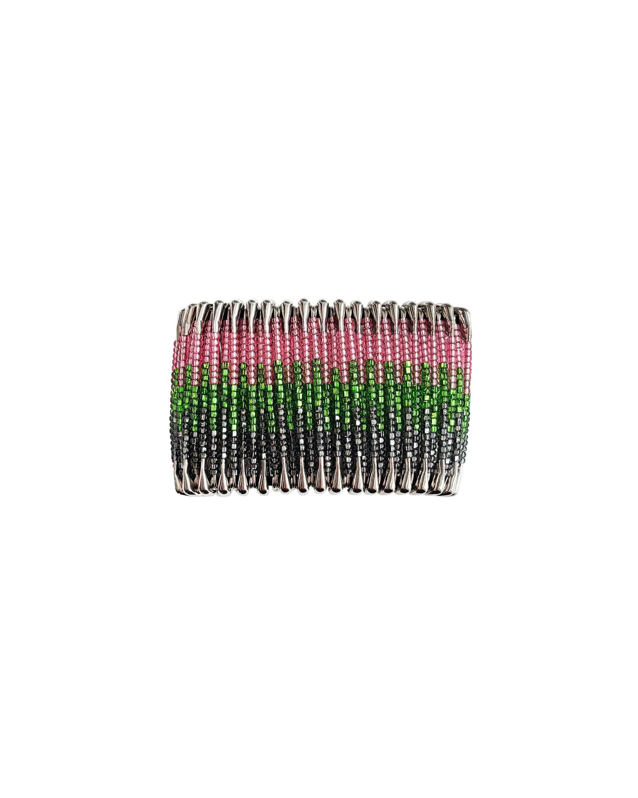 Pink and Green Safety Pin Bracelet