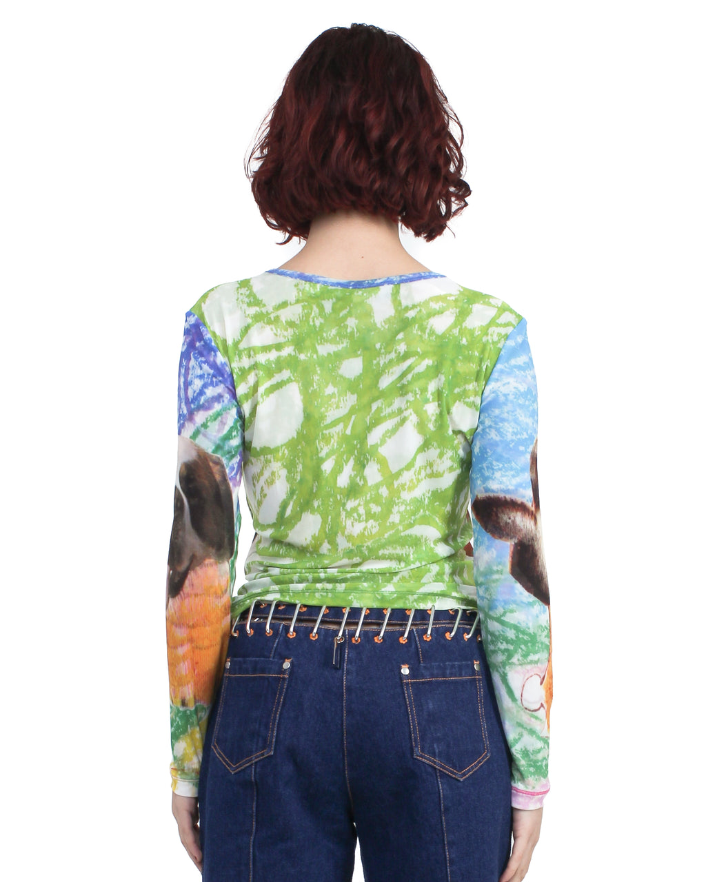 Birds Everywhere Fitted Mesh Top