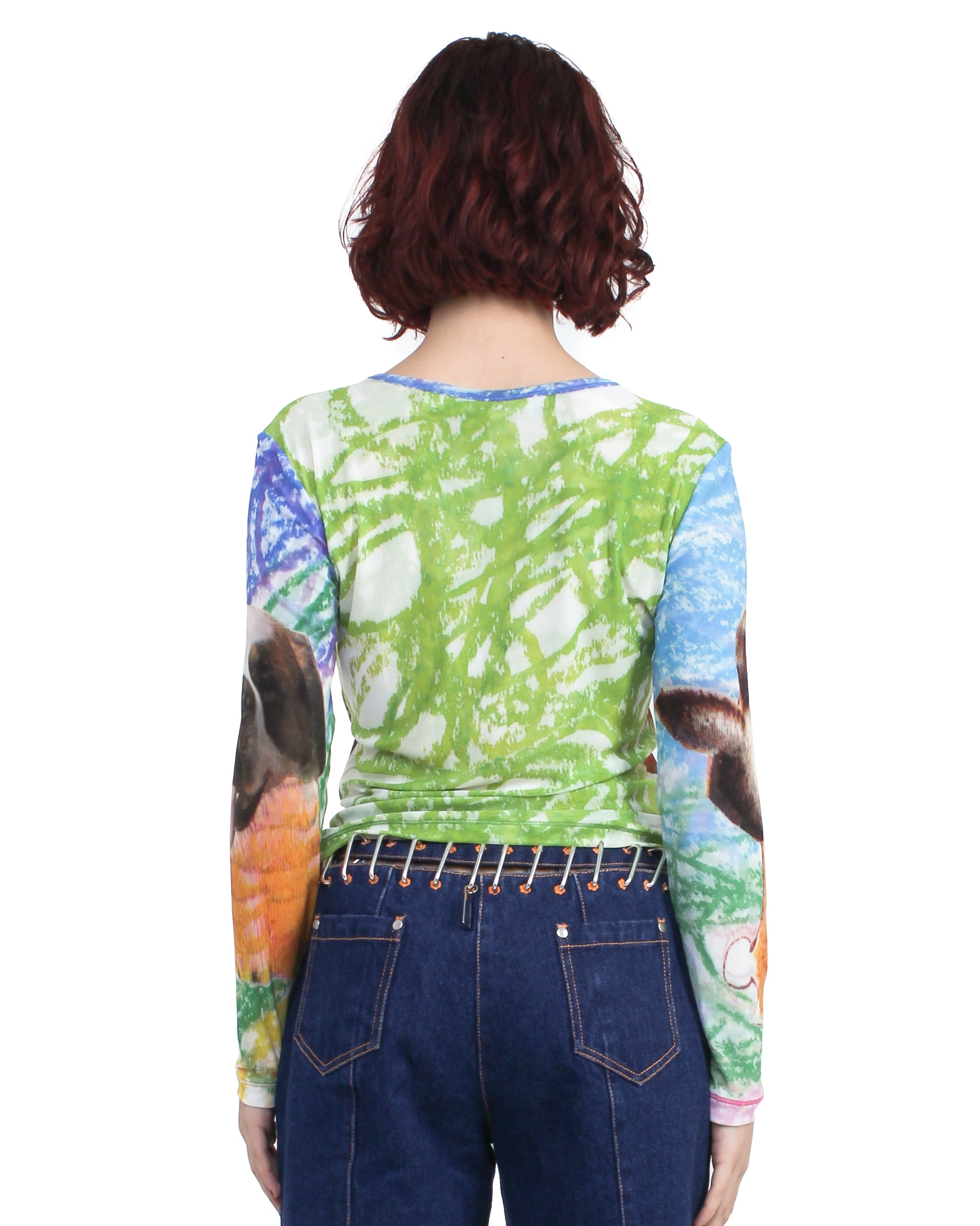 Birds Everywhere Fitted Mesh Top