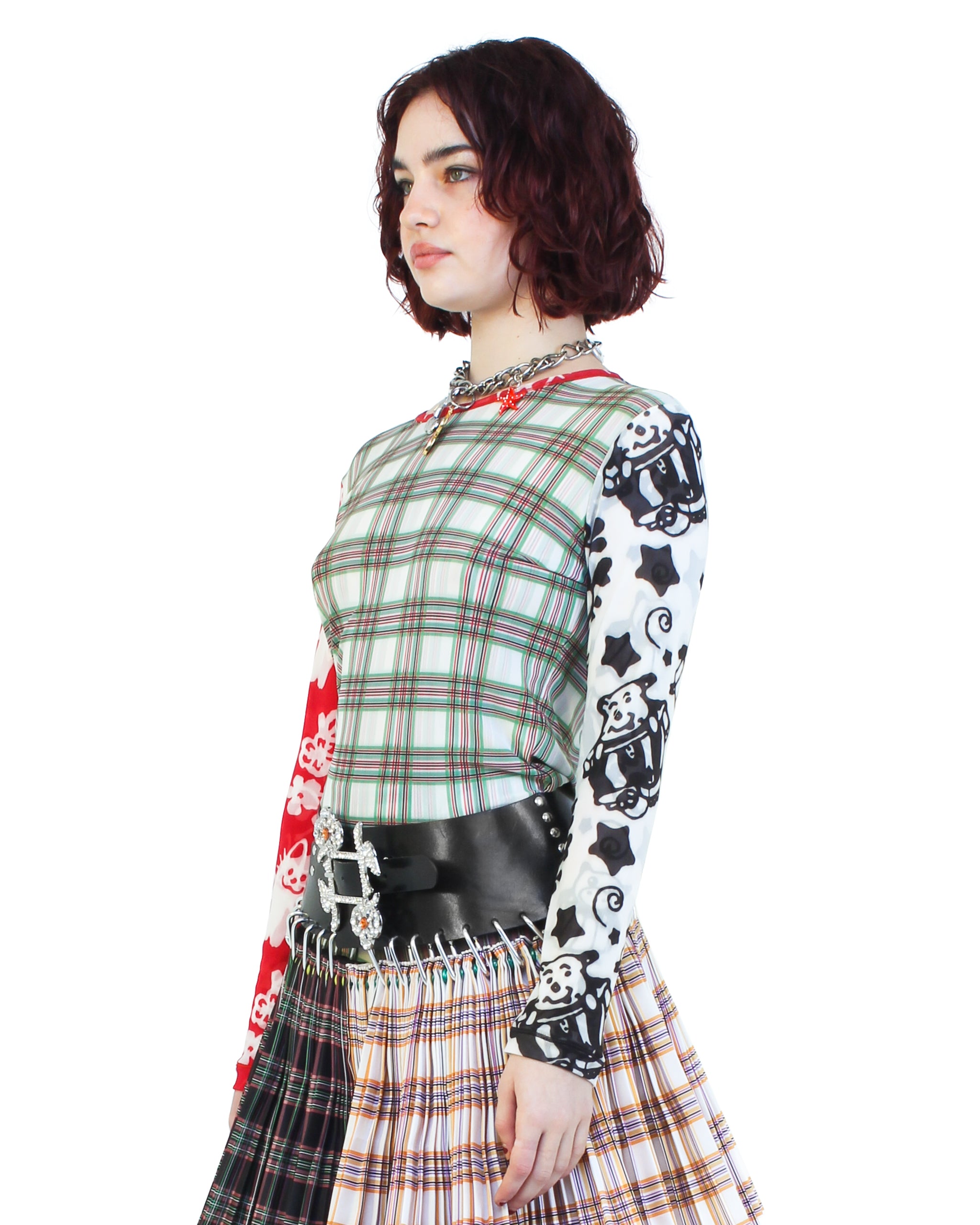 Plaid Palooza Fitted Mesh Top