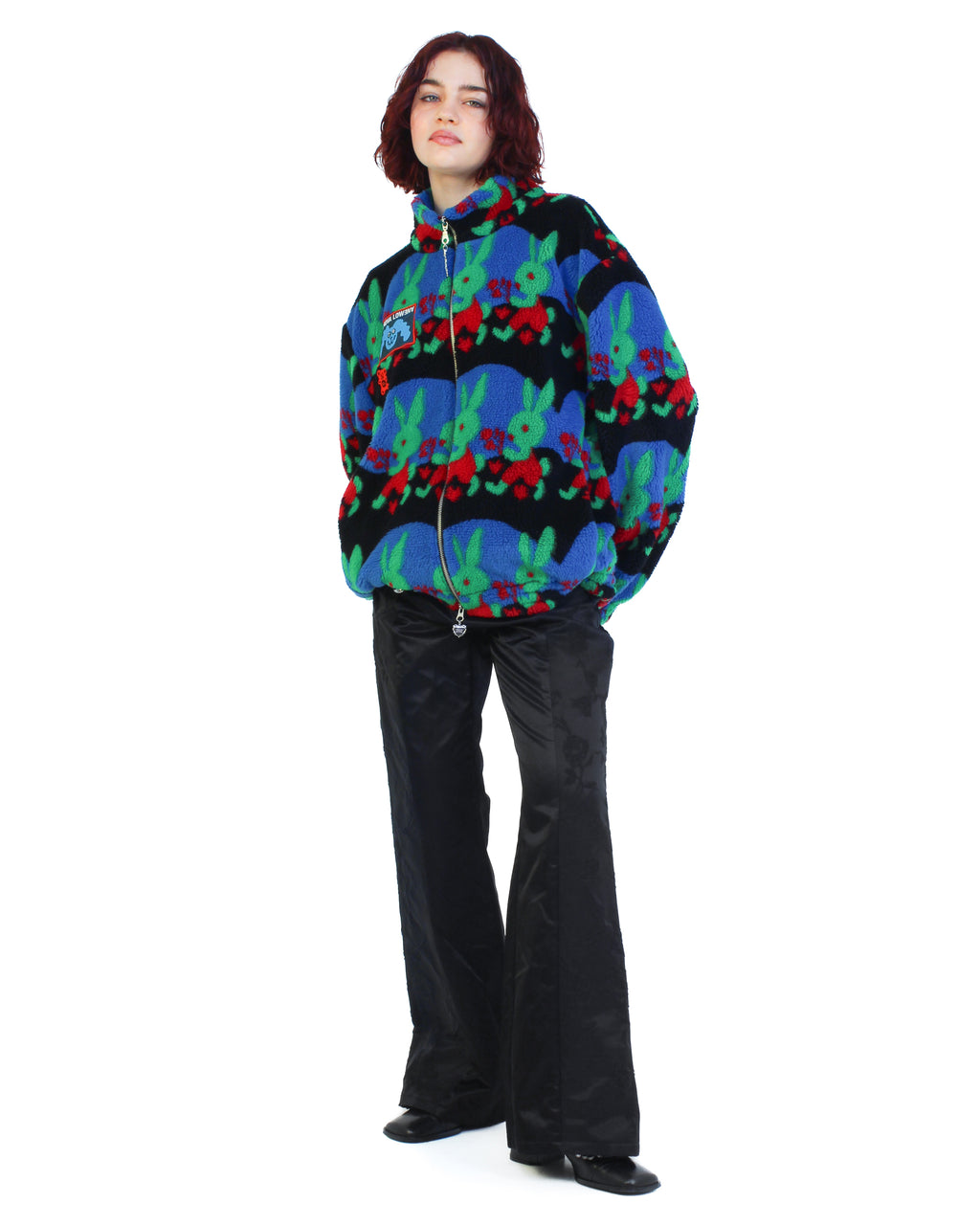 Bunny Oversized Fleece Black and Multi