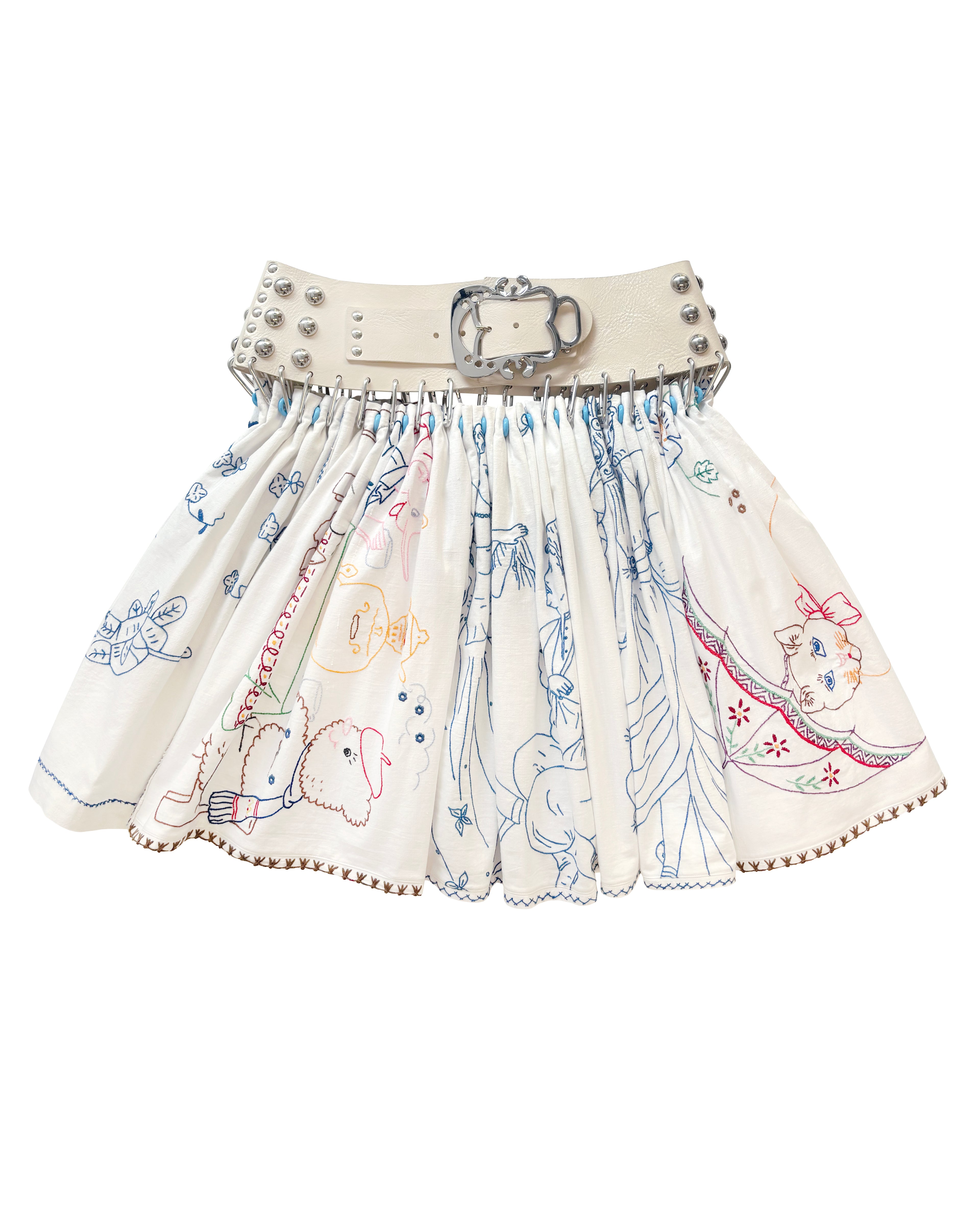 Exclusive Drawing Folkloric Knee Carabiner Skirt
