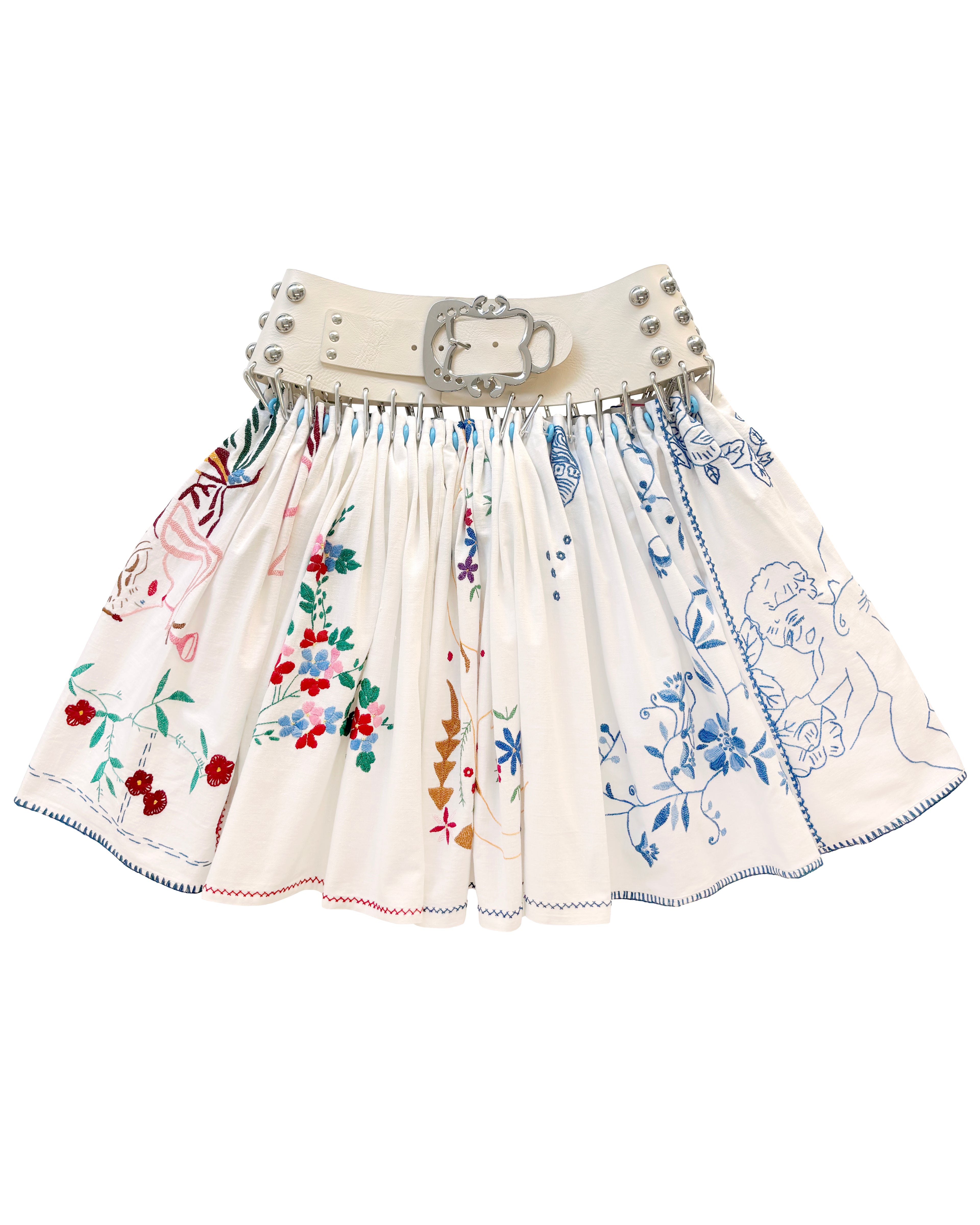 Exclusive Drawing Folkloric Knee Carabiner Skirt