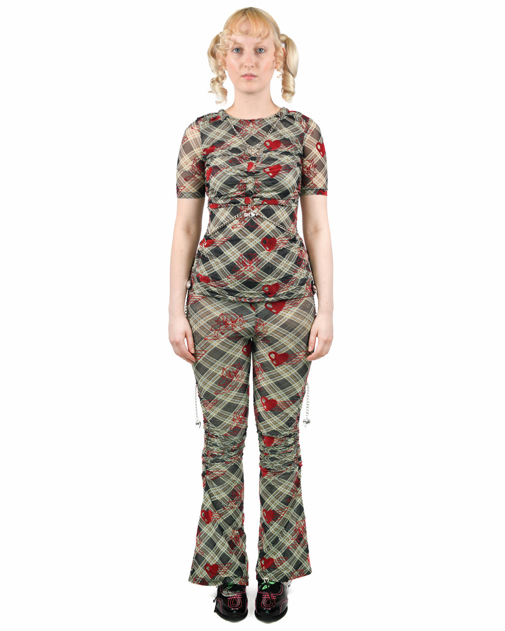 Sonicscape Plaid Mesh Leggings
