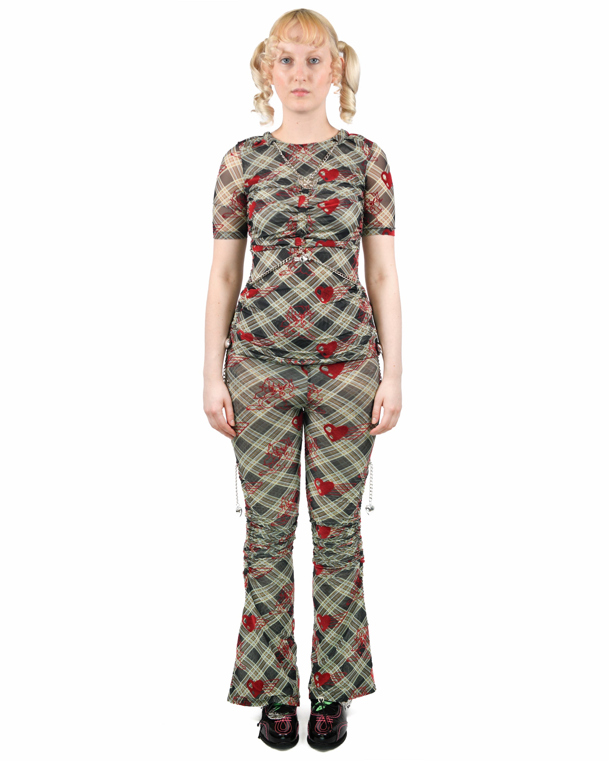 Sonicscape Plaid Mesh Leggings