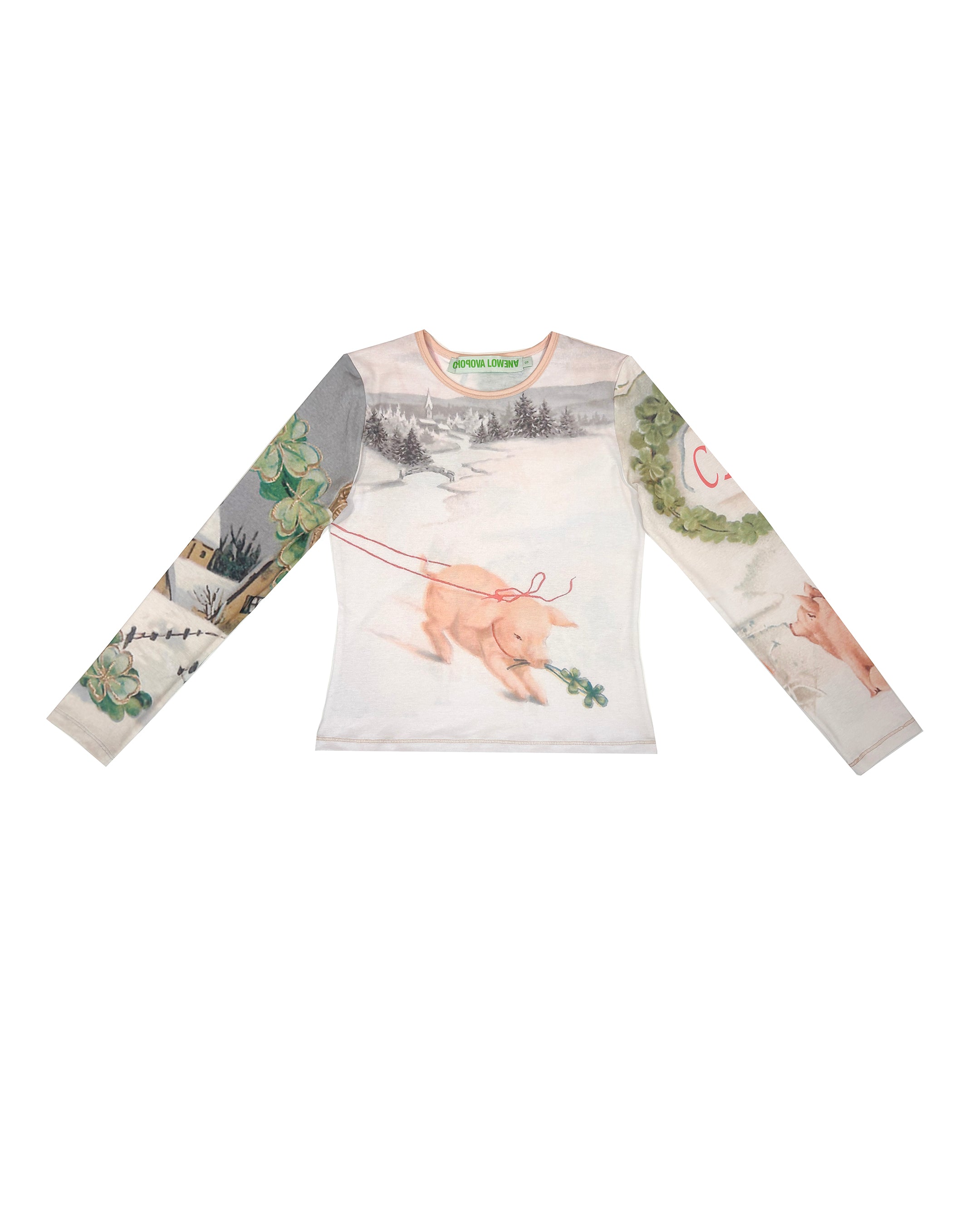 Snowy Pig Fitted Jersey Top