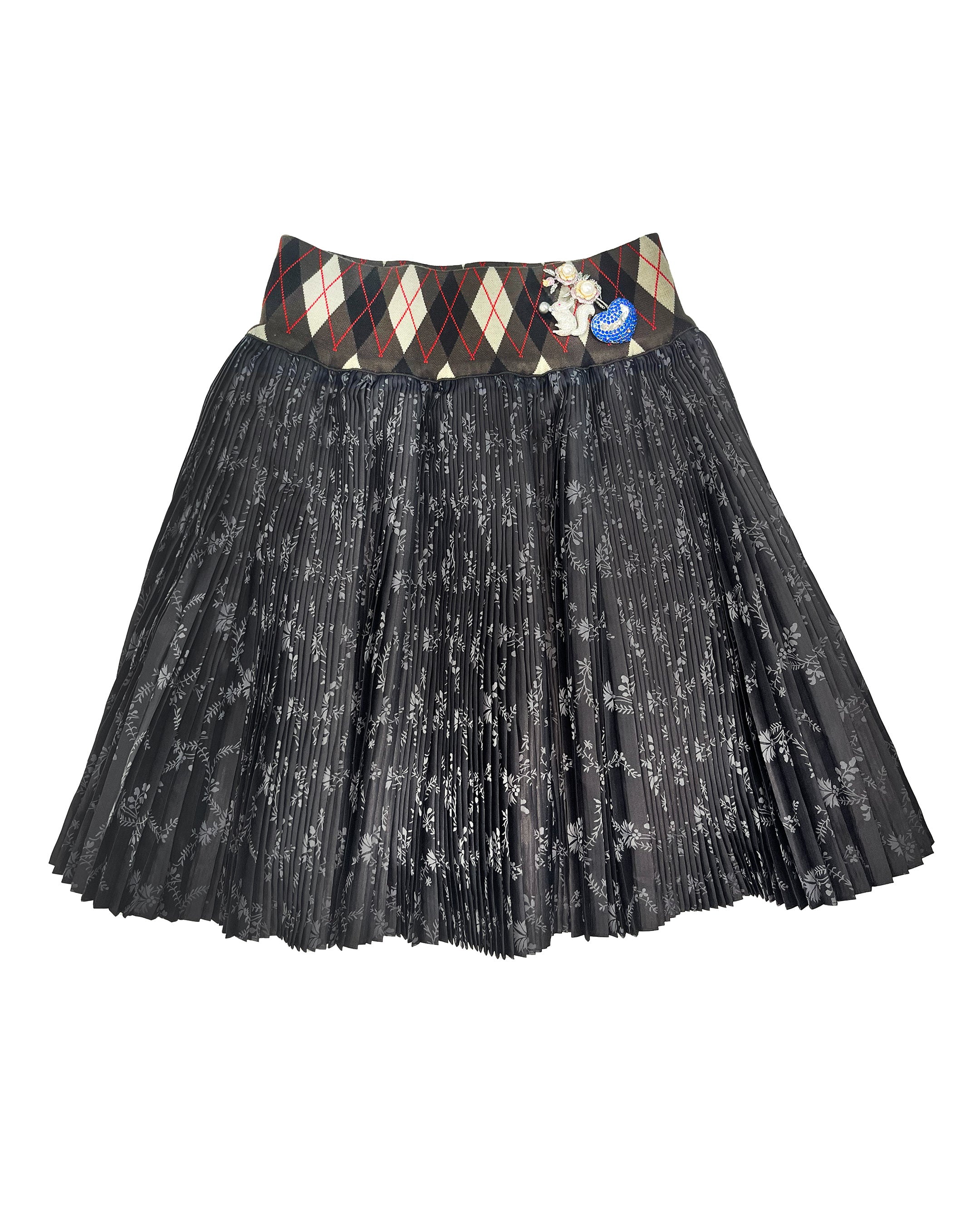 Crescent Black Pleated Knee Skirt