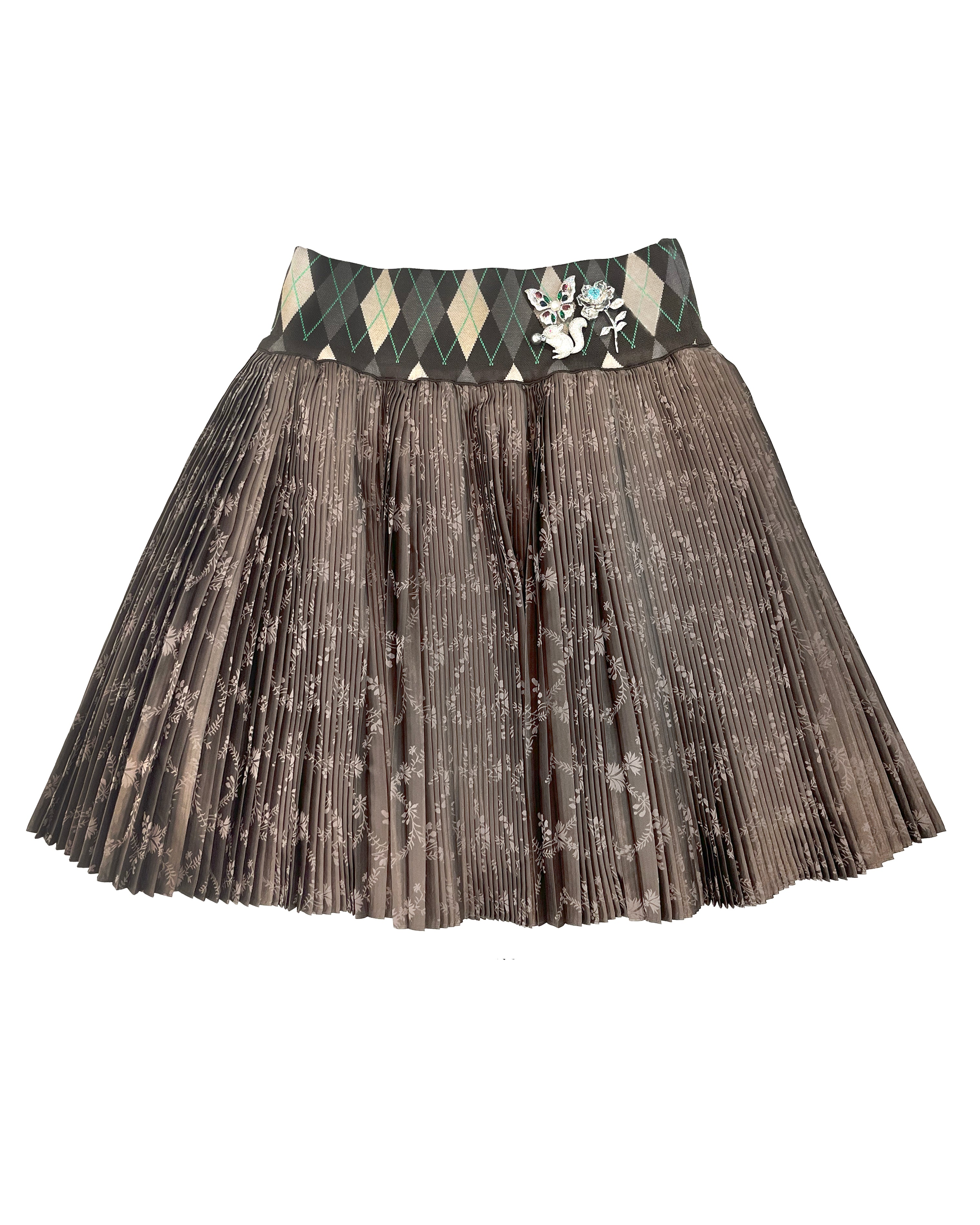 Crescent Brown Pleated Knee Skirt