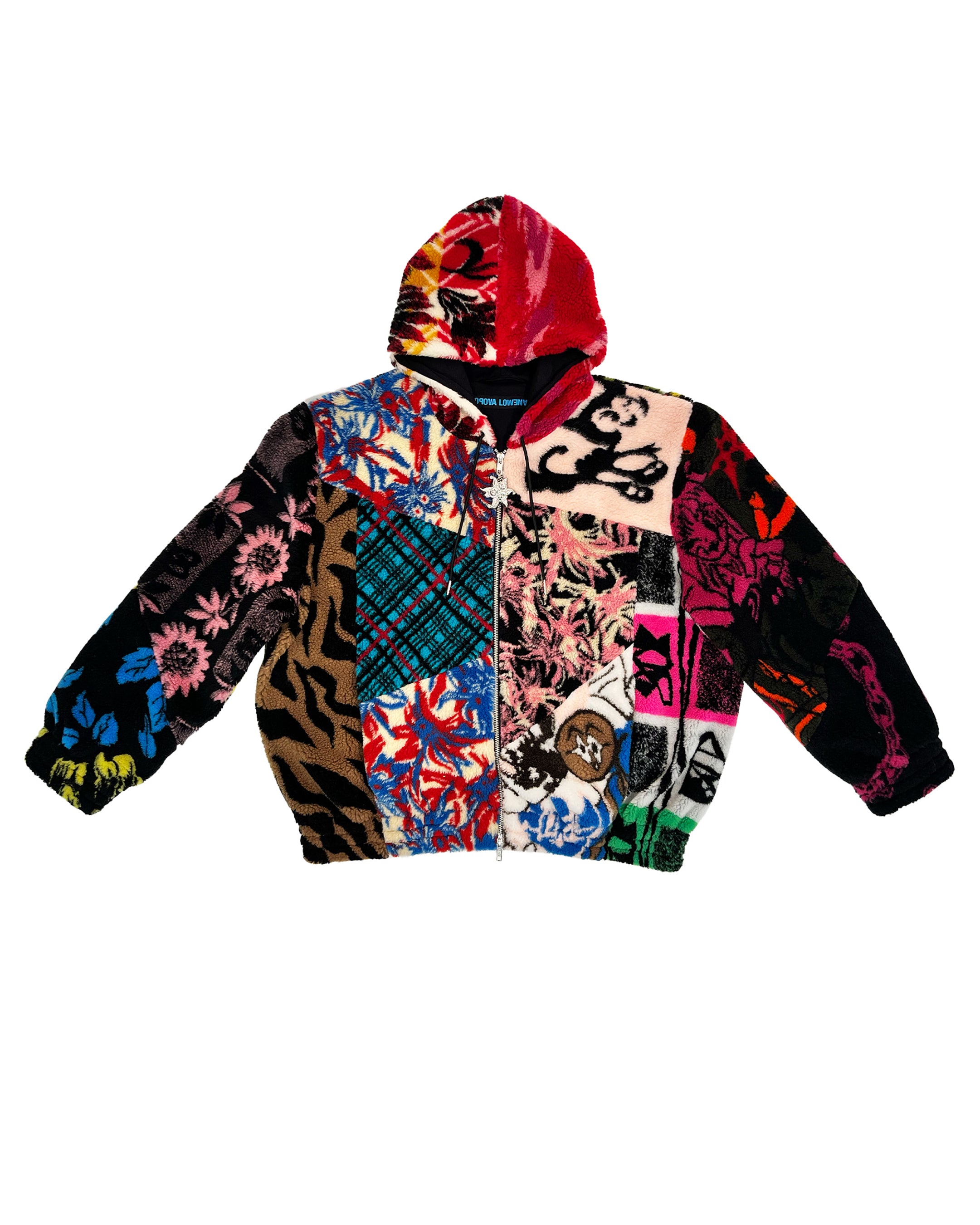Patchwork Oversized Hooded Fleece