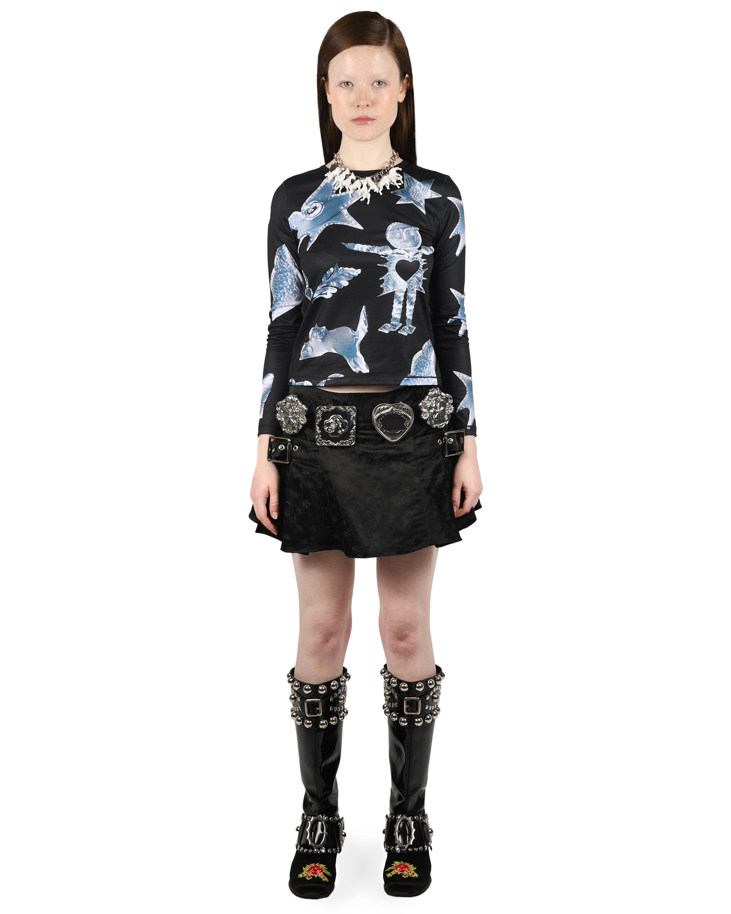 Metal Scratchy Fitted Jersey Top