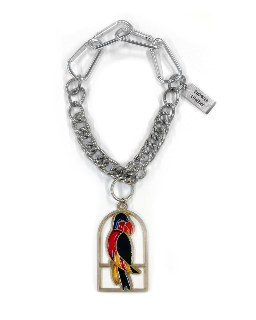 Vintage Stain Glass Bird Charm Necklace