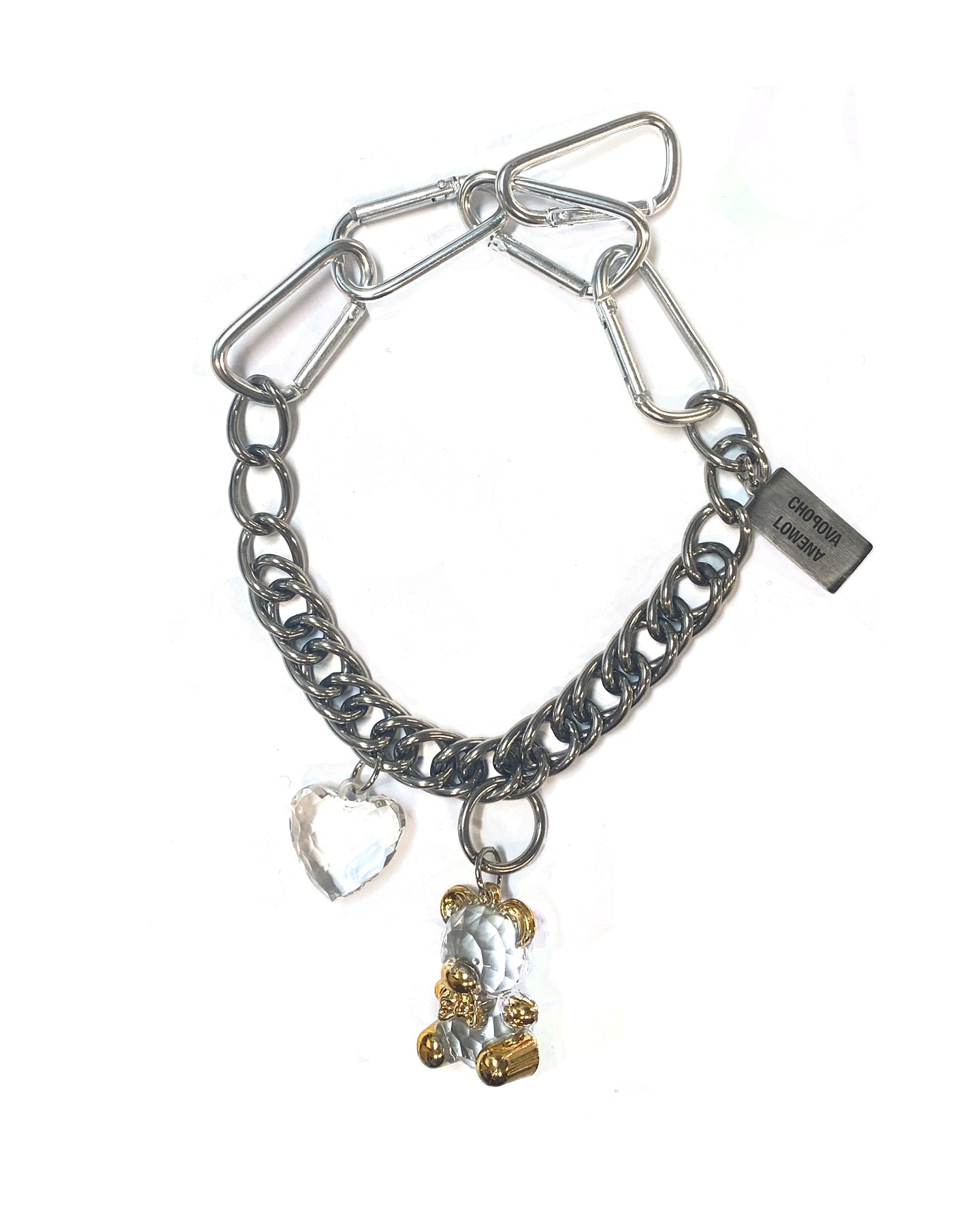 Bear and Heart Charm Necklace
