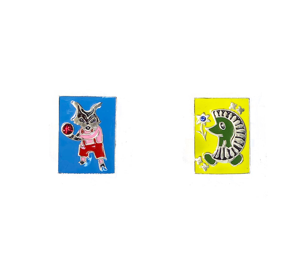 Fox + Hedgehog Enamel Stud Earrings