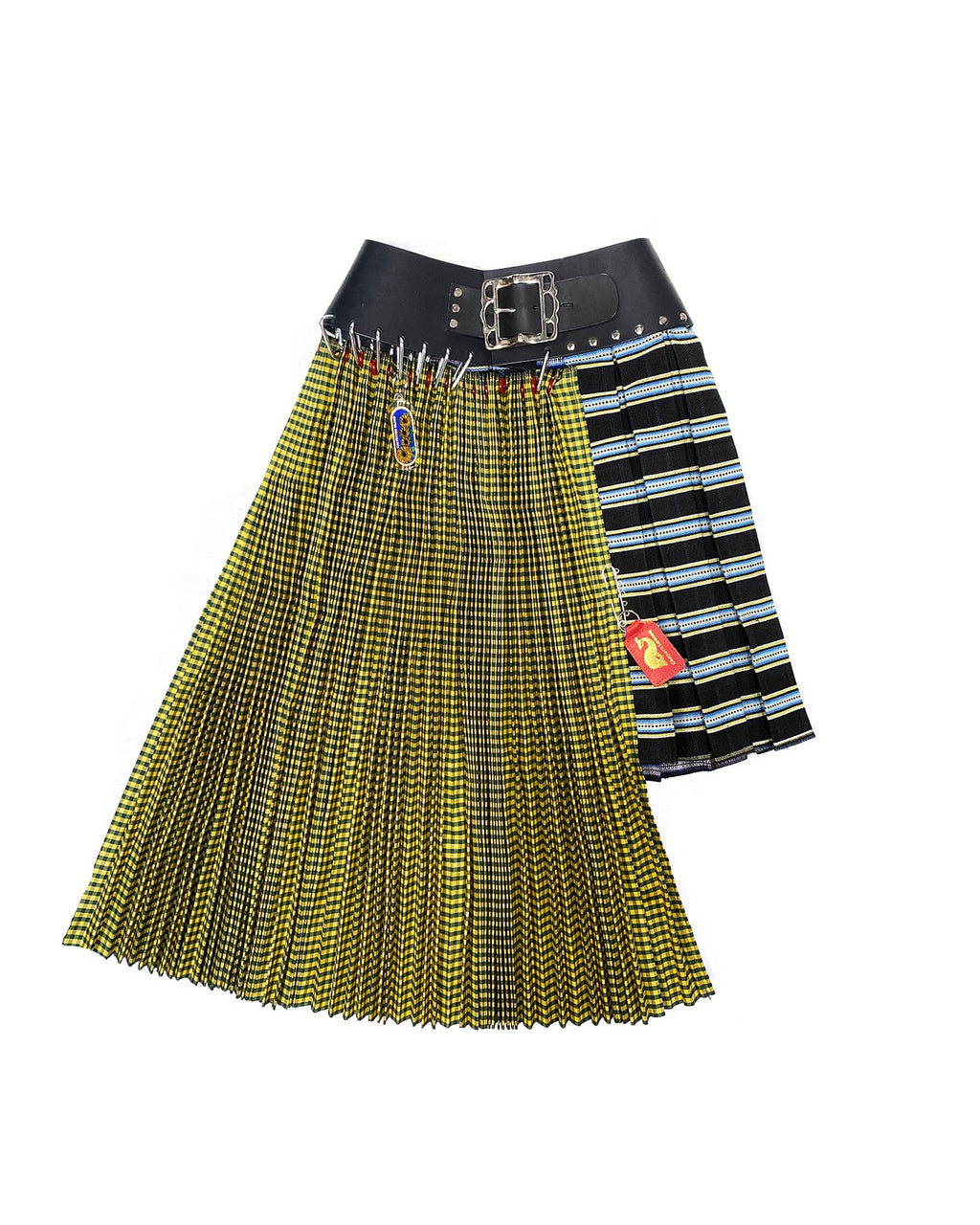 Yellow Plaid Half and Half Midi Skirt