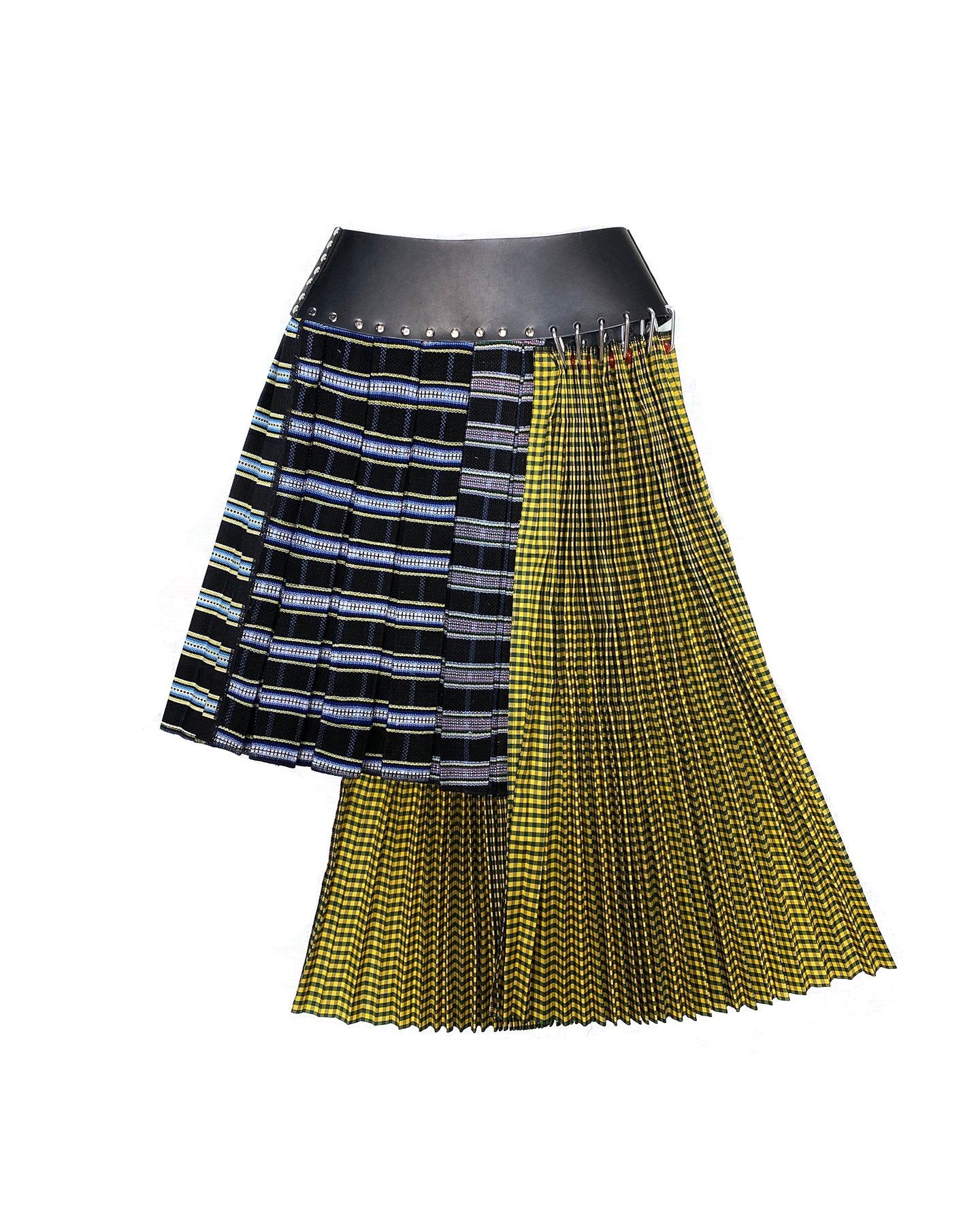Yellow Plaid Half and Half Midi Skirt