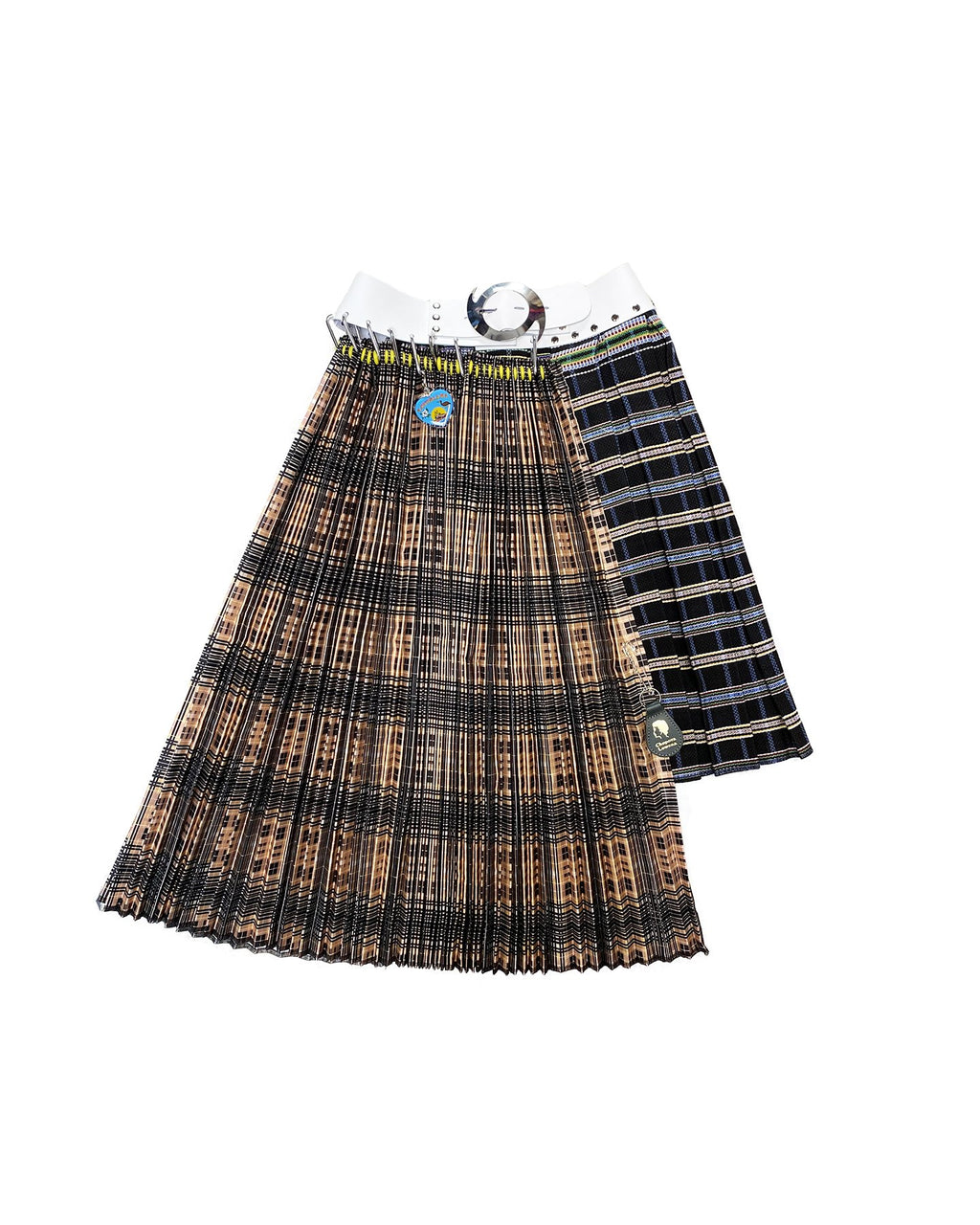 Beige and Blue Half and Half Skirt