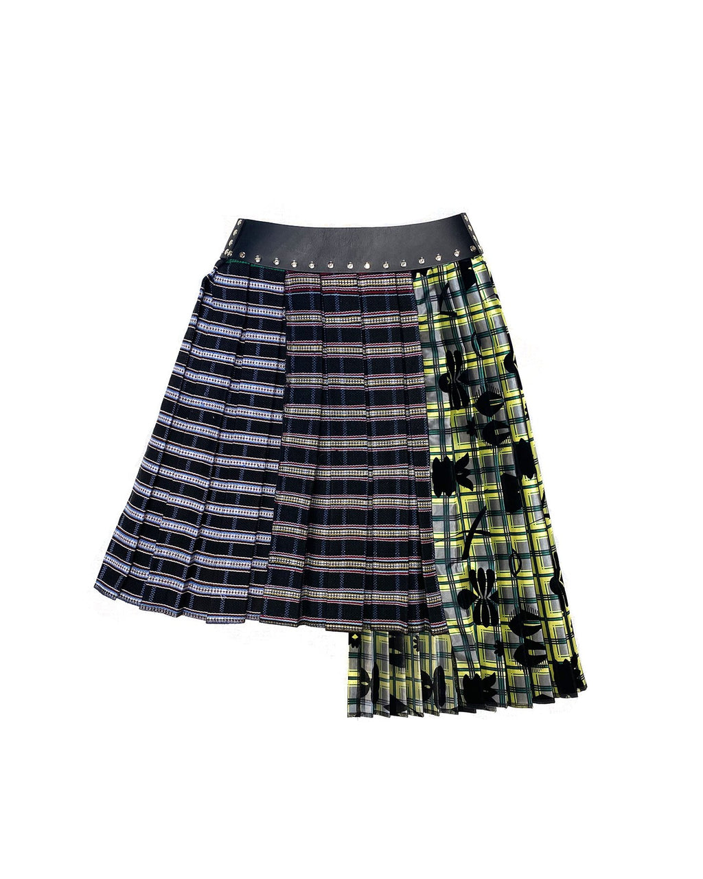 Black and Yellow Flocked Half and Half Skirt