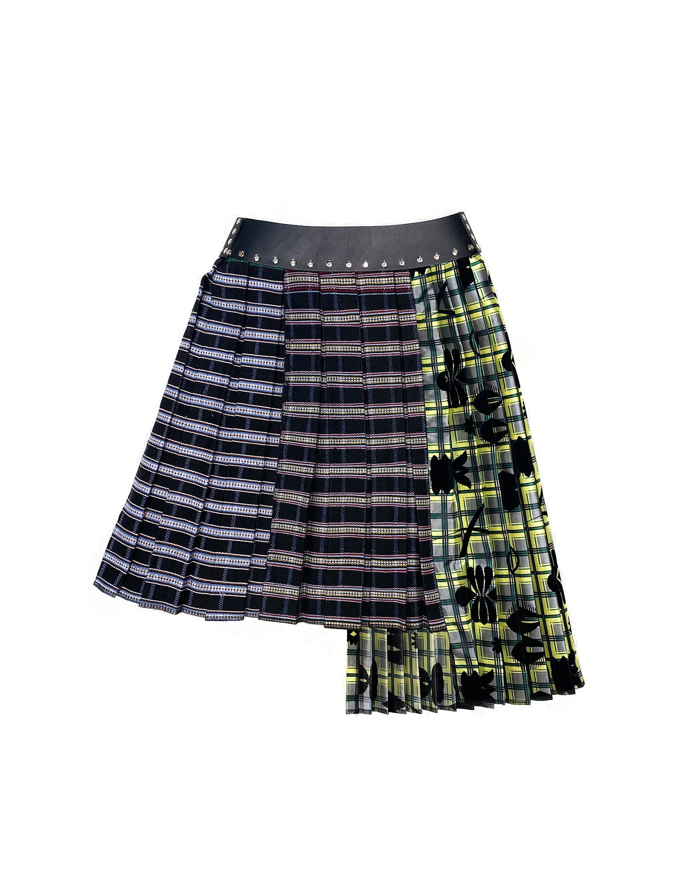 Black and Yellow Flocked Half and Half Skirt