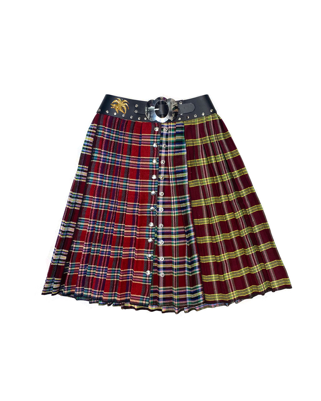 Pleated Burgundy Multi Wool Skirt