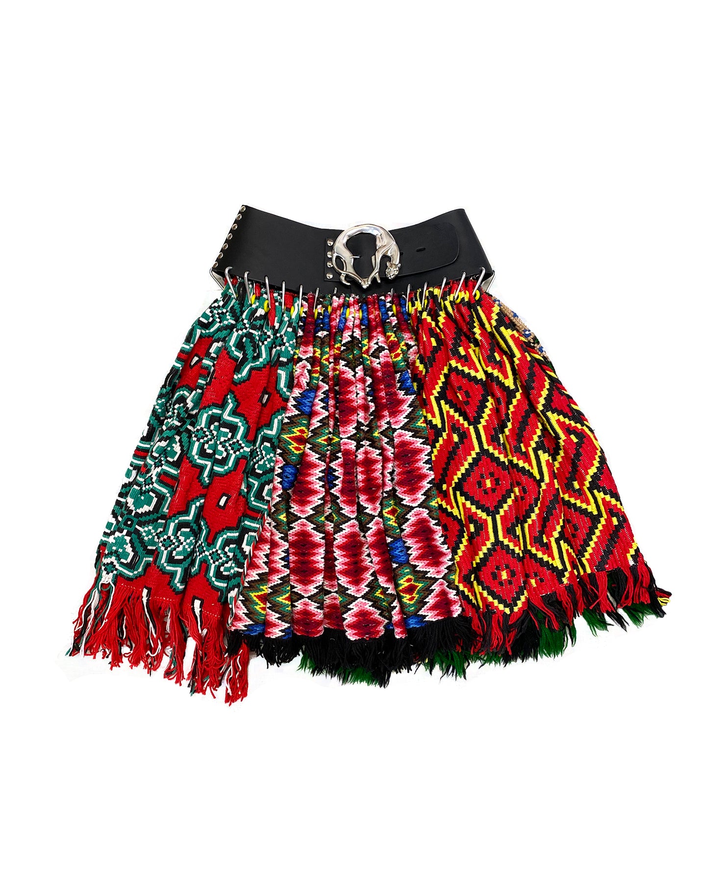 Fringe Scarf Skirt Black Belt