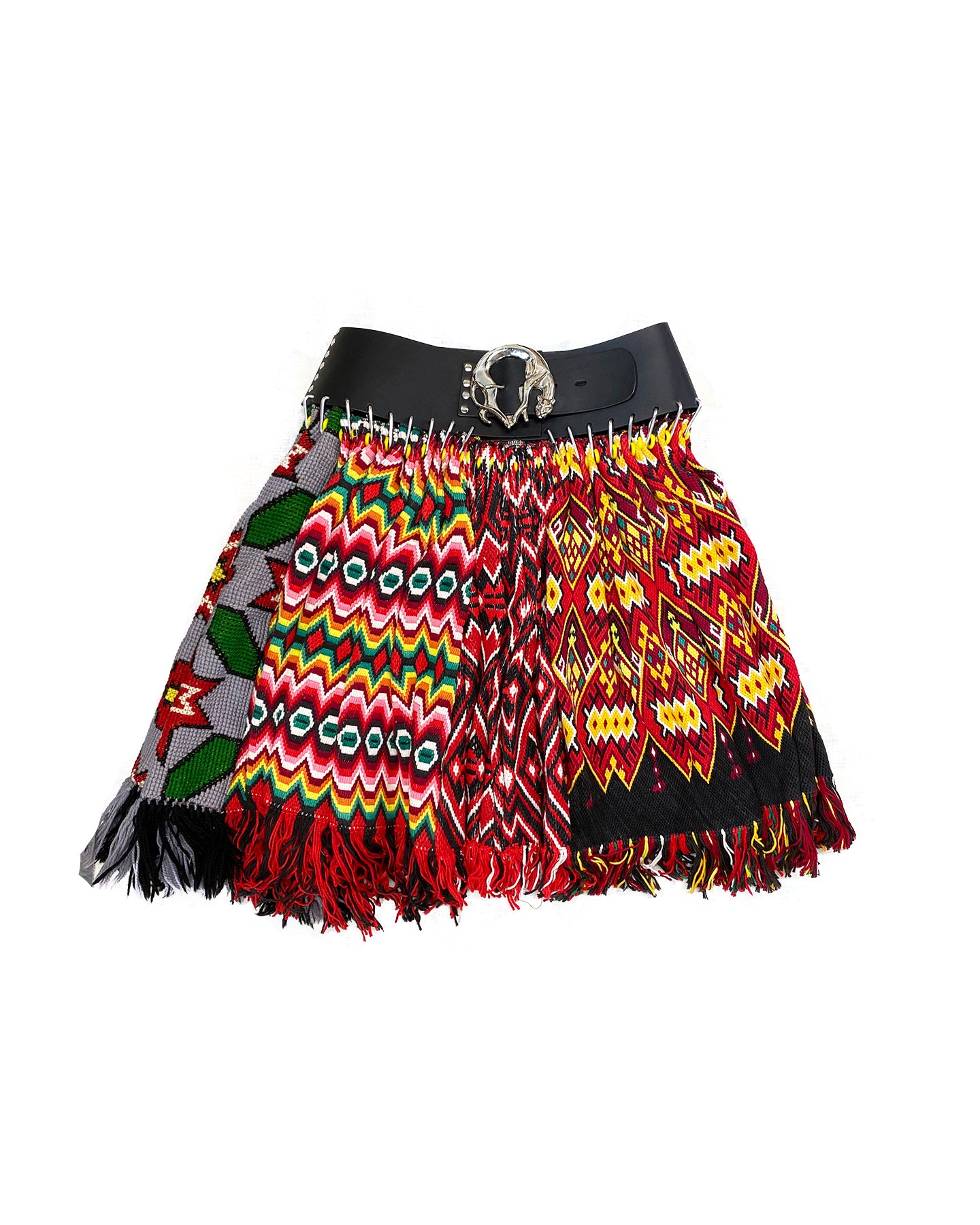 Fringe Scarf Skirt Black Belt