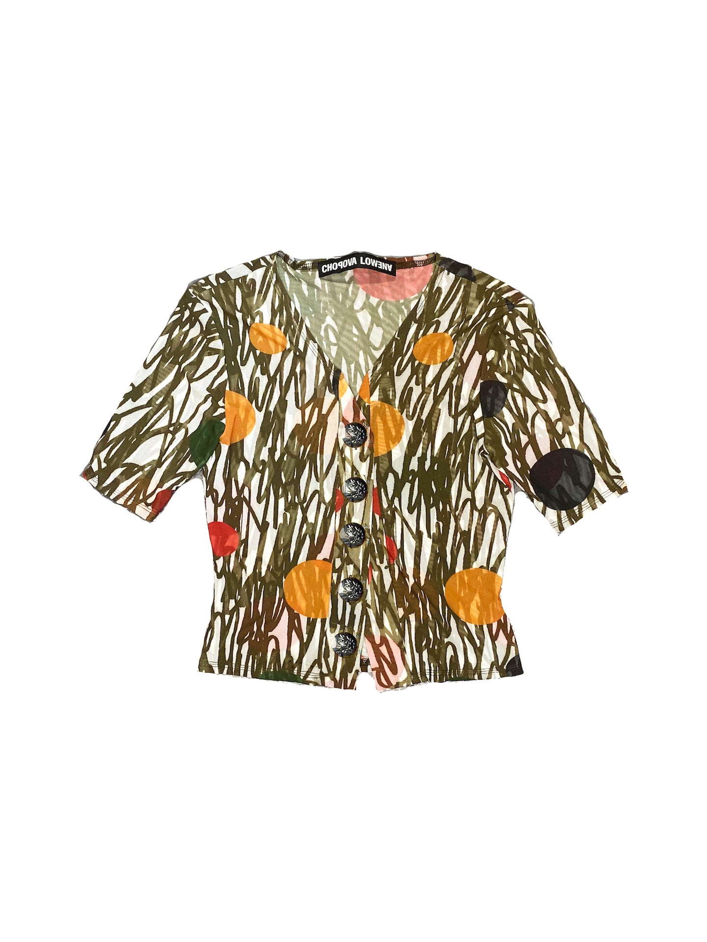 Scribble Dot Mesh Button Top