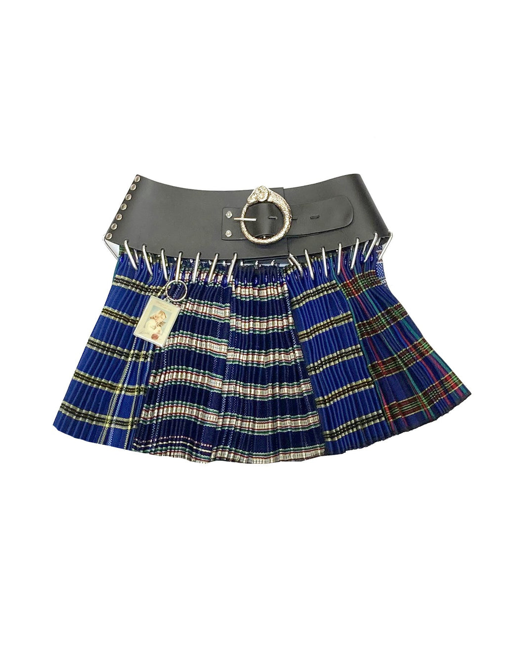 Mini Blue Wool Skirt with Black Belt