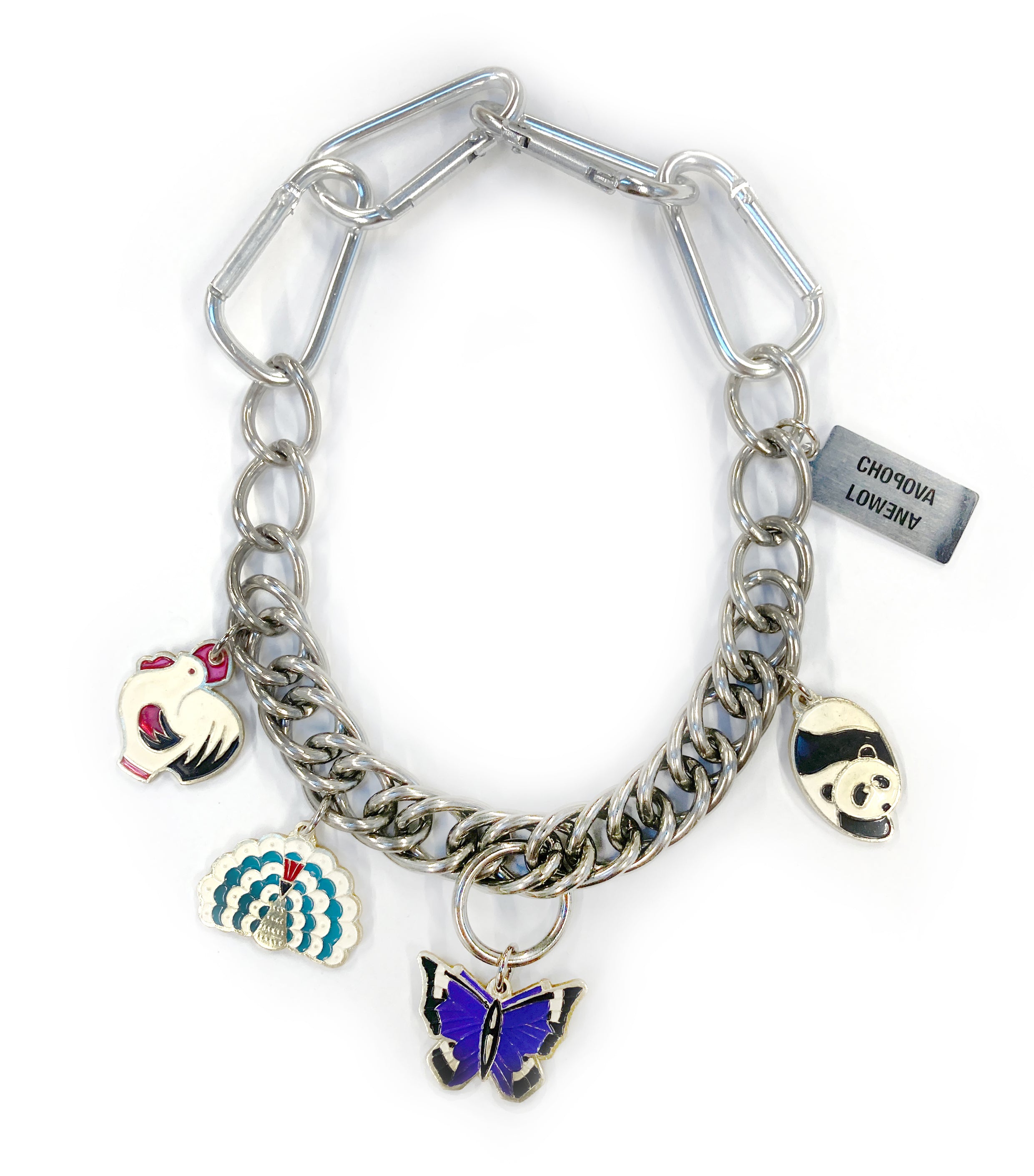 Vintage Butterfly Four Charm Enamel Necklace