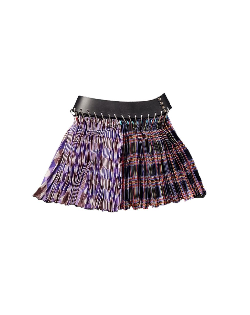 Split Argyle + Plaid Mini Skirt