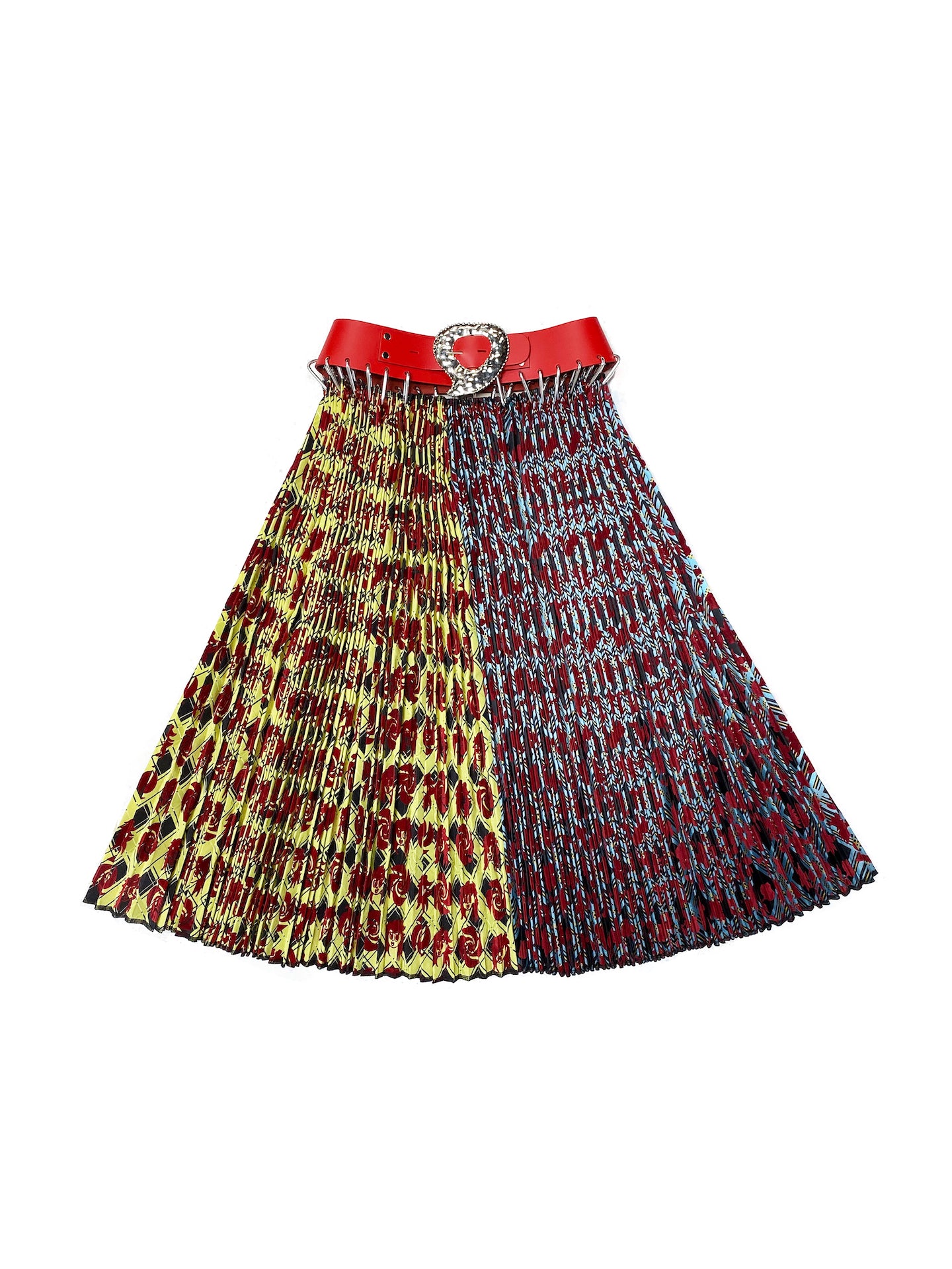 Flocked Girl Print Midi Skirt