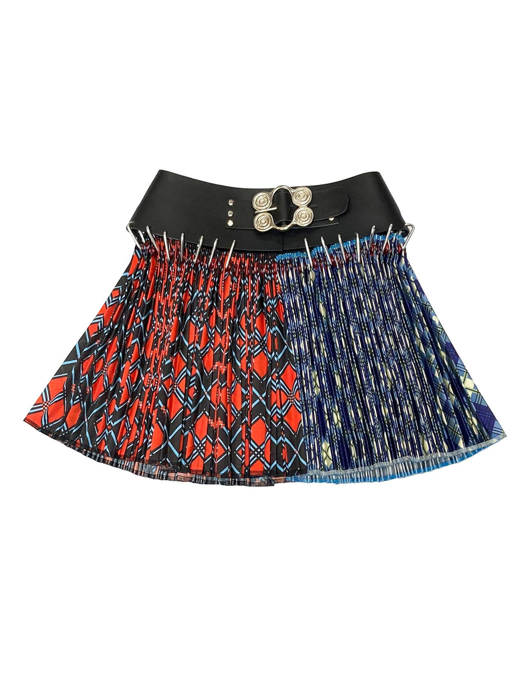 Mini Split Argyle Skirt Black Belt