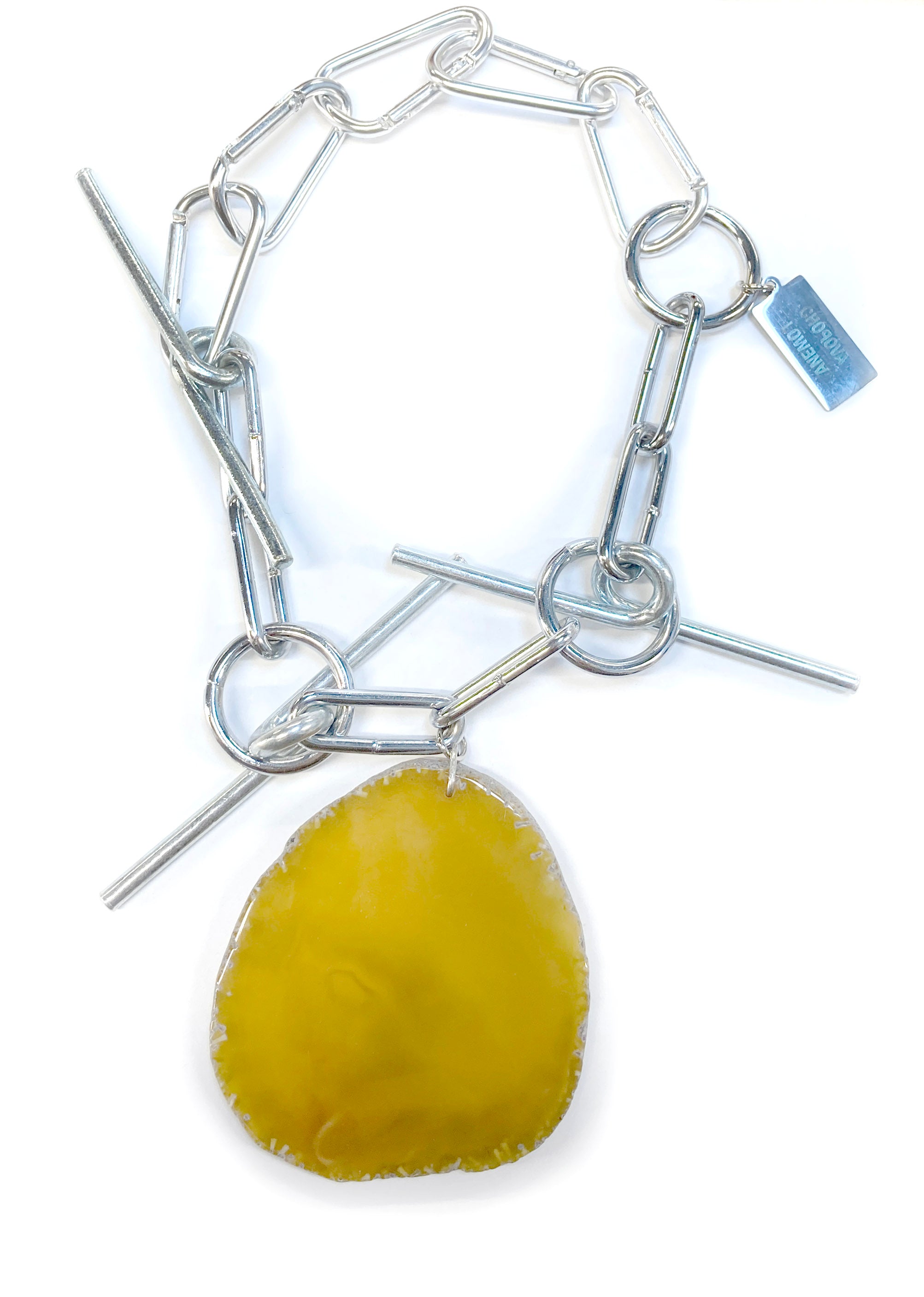 Stone Charm T-Bar Necklace