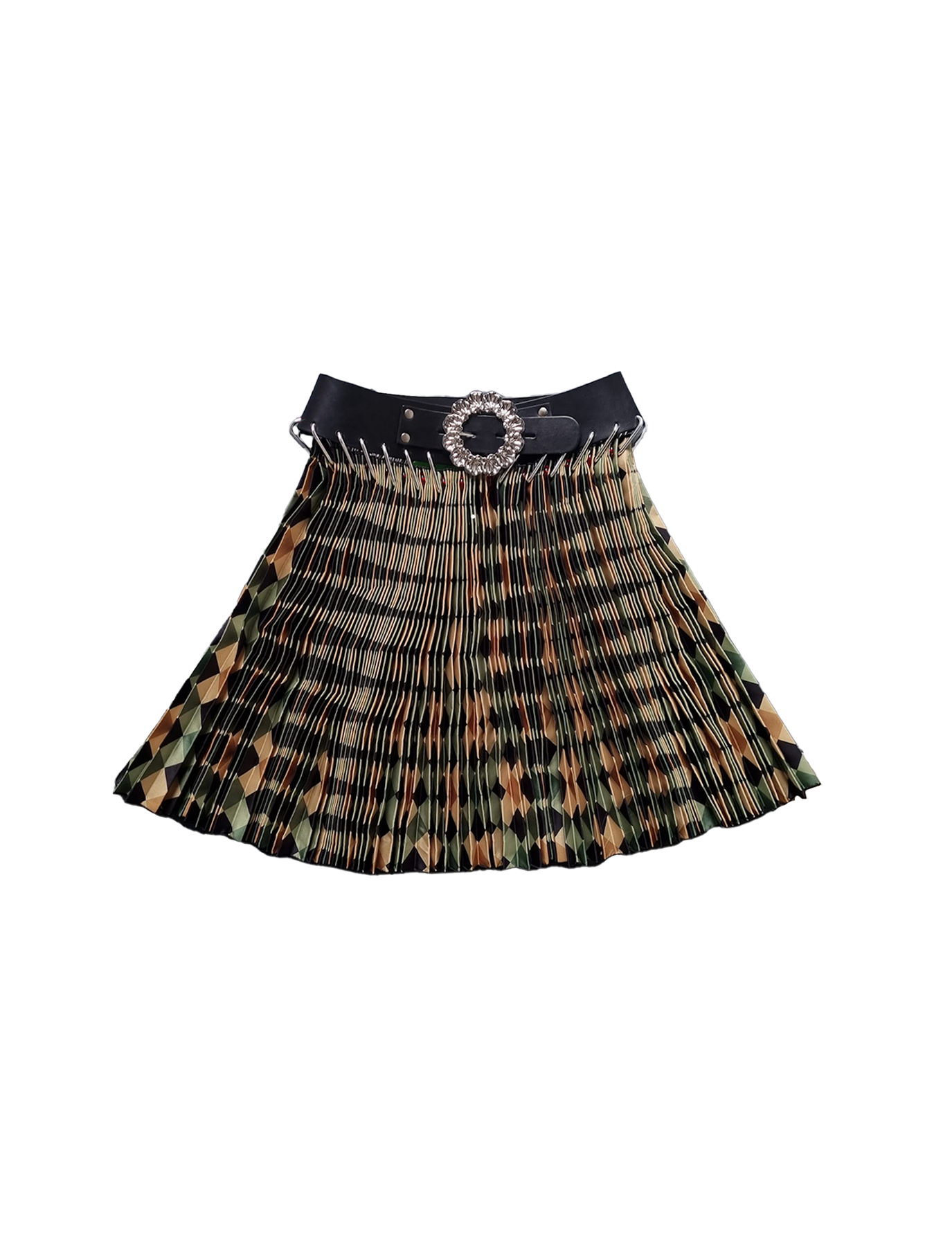 Green Argyle Mini Skirt
